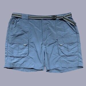 L.L. Bean Outdoors Machine Blue Cargo Utility Belted Nylon Shorts Men's Size XL